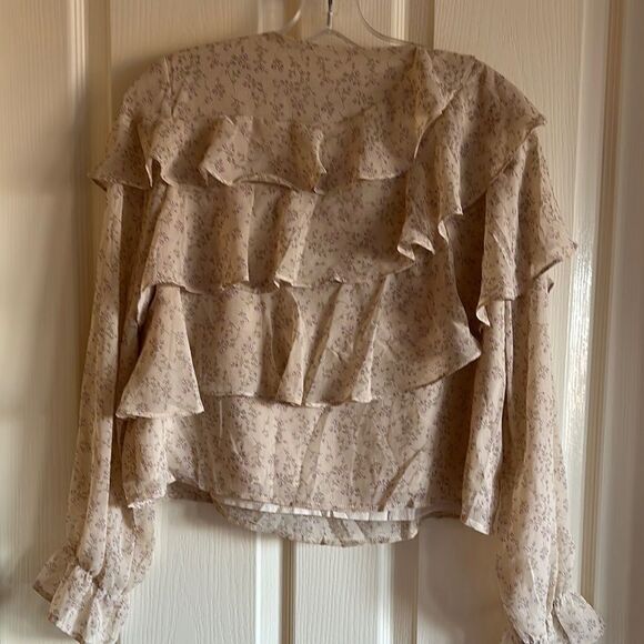 Floral Ruffle Blouse - Cream - Picture 5 of 6